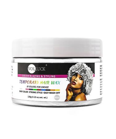 VOLLUCK Hair Color Wax Temporary Hair Color White Hair Dye Hair Styling Clays for Party Cosplay Halloween Christmas 4.23 oz. (White) 4.23 Ounce (Pack of 1) White