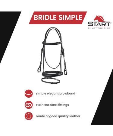 Buy Start Simple Bridle with Reins - Black English Combined Riding Strap for Shetland Pony Thoroughbred & Warmblood - Durable Leather Bridle 19mm - Buy Online on SooperMarket.com