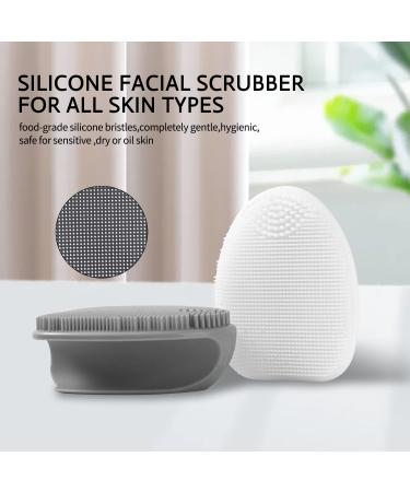 HieerBus Silicone Face Scrubber - Manual Exfoliating Brush for Sensitive Skin - Blackhead Removing, Pore Cleansing and Massaging Tool - Grey+White - Buy Online on SooperMarket.com