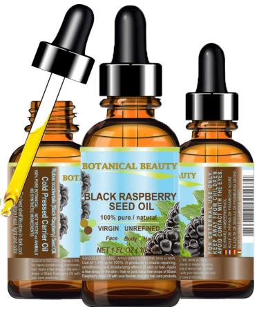 BLACK RASPBERRY SEED OIL. 100% Pure / Natural / Undiluted / Virgin / Unrefined / Cold Pressed Carrier oil. 1 Fl.oz.- 30 ml. For Skin Hair Lip and Nail Care. "One of the highest antioxidants rich in