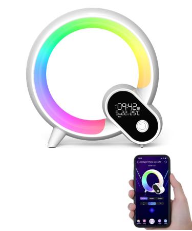 Light alarm clock daylight alarm clock wake up light radio alarm clock with light 12 alarm clocks natural noises app control Bluetooth audio digital alarm clock bedside lamp night light adults