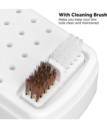 Nail Drill Bits Container Portable Acrylic Cover 30 Holes Nail Drill Bits Stand for Artist for Salon (White) - Buy Online on SooperMarket.com