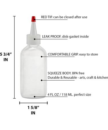 BRIGHTFROM 4 OZ Squeeze Hair Color Applicator Bottles with Red Top Cap - Pack of 2 | Refillable, Leak Proof, Multi Purpose/Coloring - Buy Online on SooperMarket.com