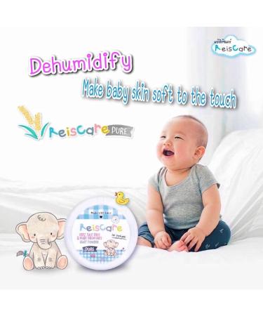 Reiscare 100% Talc-Free Rice Baby Powder 130g with Puff - Gentle & Fragrance-Free for Baby's Smooth Skin - Buy Online on SooperMarket.com
