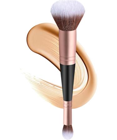 Foundation Brush Double Head Makeup Brush | Multi-purpose Makeup Brush For Foundation Powder Liquid Concealer Cream Blush Black Handle Rose Gold Tube - Buy Online on SooperMarket.com