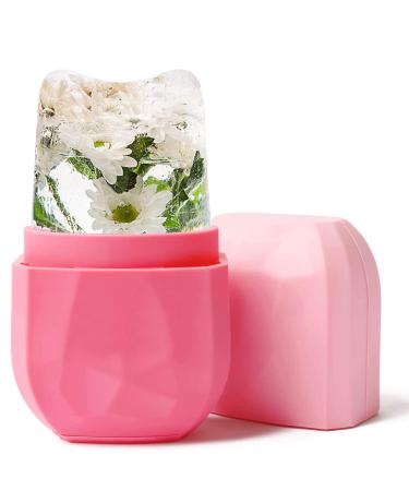 DELISOUL Ice Roller For Face Eyes Neck Ice Face Roller Facial Ice Treatment Upgrated Leak-Proof Silicone Ice Mold Tighten & De-Puff & Brighten Skin Care Tool Reusable Face Body Massage (Pink)