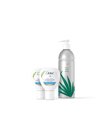 Dove Body Wash Concentrate Refills (x2) & Recyclable Aluminum for Instantly Soft Skin Reusable Bottle Starter Kit for Lasting Skincare Nourishment 4 FL OZ (makes 16 fl oz) Daily Moisture (Starter Kit with Gray Bottle)
