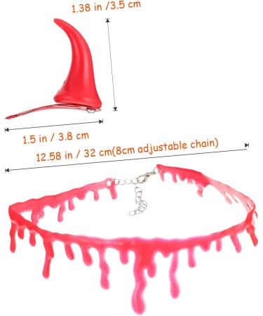 ABOOFAN 2 Sets Hairpin Blood Necklace Childrens Demon Costume Ox Horn Hair Clip Devil Horns Hair Clip Devil Costume Accessory Hair Clips Ornament Kits Halloween Hair Supplies Plastic - Buy Online on SooperMarket.com