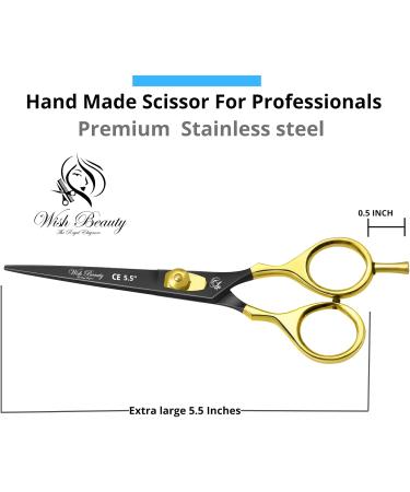 Glamified Glam Hair Cutting Scissors -Sharp Razor Edge Blade Hair Shears Series - 5.5" with Fine Adjustment Stainless Steel Hair Scissors Professional for Men Women & Babies (Black+Gold) - Buy Online on SooperMarket.com