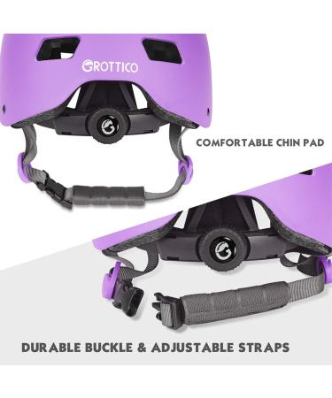 GROTTICO Toddler-Kids Bike Skate Helmet | Adjustable Multi-Sport Helmet for Boys and Girls | Scooter Skateboard Safety Helmet | Ages 2-14 | Matte Purple M (21.6-22.8inch/55-58cm) - Buy Online on SooperMarket.com
