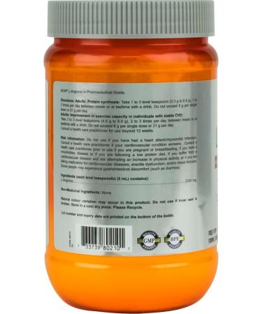 NOW Sports Nutrition L-Arginine Powder Nitric Oxide Precursor Amino Acids 454g - Buy Online on SooperMarket.com