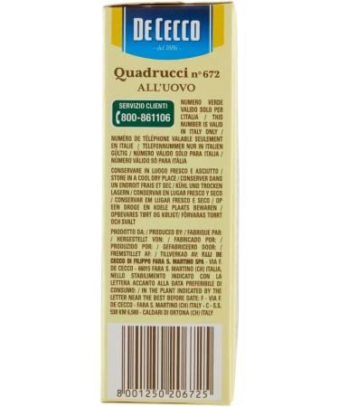 5X De Cecco Egg Squares 250 g (5 Packs of 250 g) 1.25 kg - Buy Online on SooperMarket.com