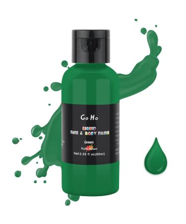 Go Ho Makeup Liquid Body Paint(2.1 oz) Green Makeup Water Based Face Paint and Body Paint for Special FX Cosplay and Halloween Make up