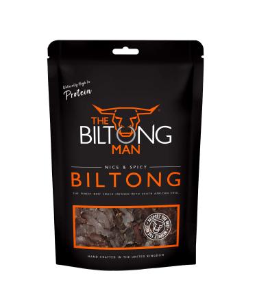 The Biltong Man | Nice n Spicy Beef Biltong | Healthy High Protein Dried Beef Snack | Low Calorie Gluten-free & Keto-friendly | 500 Grams 500 g (Pack of 1)
