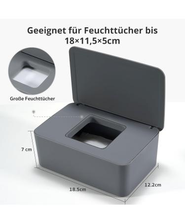 Cheerhom Baby Wet Wipes Box - Gray Moist Toilet Paper Holder with Lid | Ideal for Home Office & Outdoors - 18x12.2x7cm - Buy Online on SooperMarket.com
