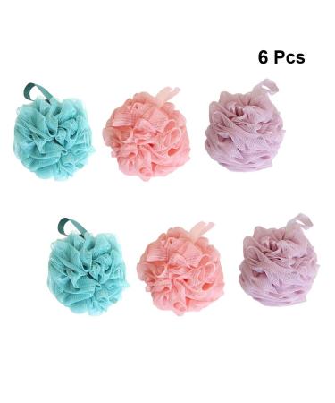 6Pcs Plus Size Bath Ball Sponge Shower Loofahs - Exfoliating Body Scrubber & Pouf for Luxurious Shower Experience - Buy Online on SooperMarket.com