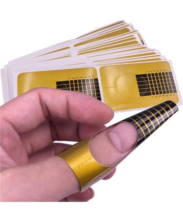 Voarge nail templates (200 pieces) modeling template self-adhesive for gel nails & nail extension golden stencils self-adhesive square for the artificial fingernail modeling