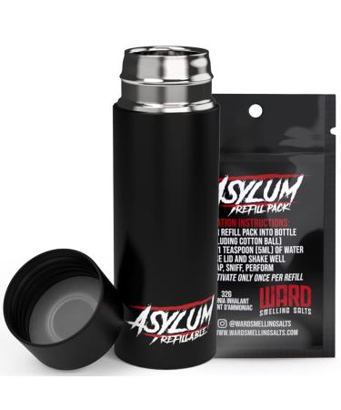 Ward Smelling Salts - Asylum Refillable - Lifetime Refillable Stainless Steel Smelling Salts Bottle and Refill Pack