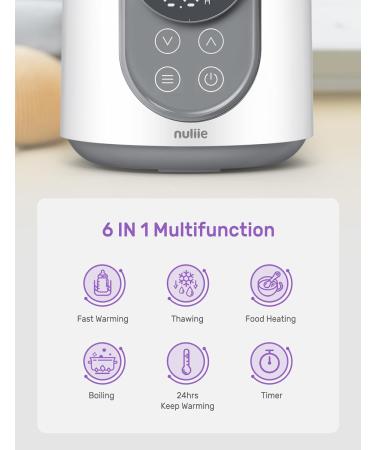 Nuliie 6-in-1 Baby Bottle Warmer with Smart Temperature Control - BPA-Free Food Warmer & Defroster for Breastmilk/Formula - White - Buy Online on SooperMarket.com