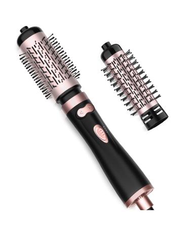 Rotating Hair Dryer Brush Spinning 4-in-1 Blow Dryer Brush with 2 Inch&1.5 Inch Brush Attachements Round Hot Air Brush for Hair Smooth/Volume/C-Curls