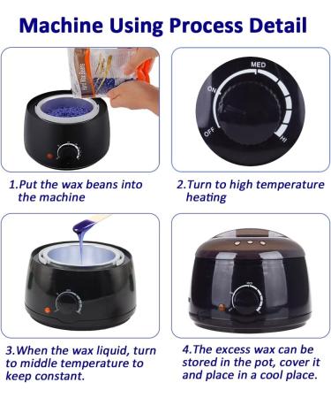 Wax Heater Waxing Kit - Professional Hair Removal Set with Warmer, 6 Hot Wax Beans, 10 Wax Spatulas - 600g Pack - Buy Online on SooperMarket.com