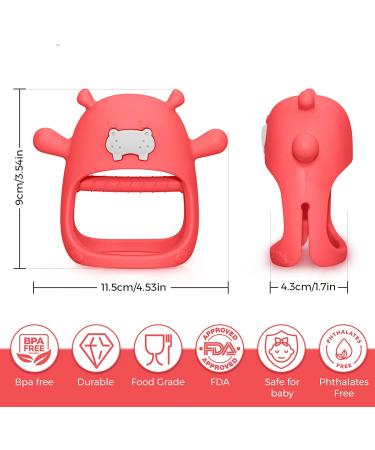 Buy Hippo Never Drop Silicone Baby Teeth Toys | Chewing Toys for 0-12 Months | Suction Pacifier & Car Seat Toy (Red) - International Shipping Available - Buy Online on SooperMarket.com
