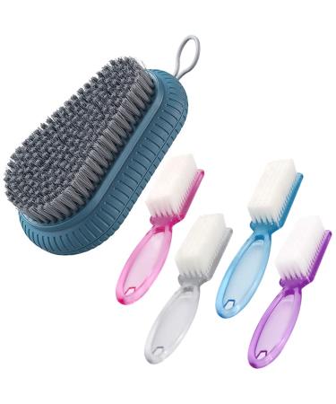 Heavy Duty Nail Brush Hand Scrub Brush Handle Grip Fingernail Brush Soft Stiff Bristles Nails Toes Scrubber For Men Women Kids,5 Pcs