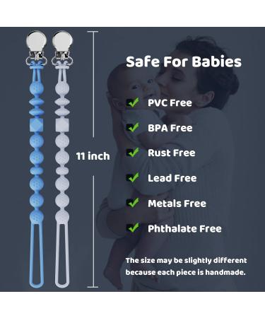 Silicone Pacifier Clips Set for Baby Boys and Girls - Ocean View/Silver Gray (2 Pack) - Buy Online on SooperMarket.com