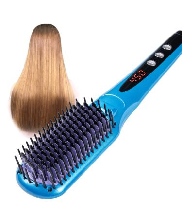 Enhanced Negative Ion Hair Straightener Brush with Double Ionic Generator,MCH Heated Hair Brush with 16 Temp for Various Hair Types,30s Fast Heat-up Ceramic Straightening Comb with Anti-Scald