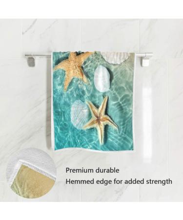 Wamika Beach Summer Hand Towels - Seashells Starfish Design for Bath & Kitchen Decor - Soft Thin Guest Towel - 16 X 30 in - Buy Online on SooperMarket.com