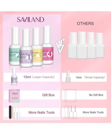 Saviland Dip Powder Liquid Set - 4+4 pcs French Manicure Starter Kit for Salon & DIY Use - Buy Online on SooperMarket.com