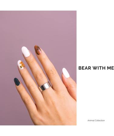 NAILOG Semi Cured Gel Nail Strips 34 pcs Salon-Quality Gel Nail Stickers Long Lasting Nail Wraps for Women with Soft Gel Finish Animal Print Bear with Me - Buy Online on SooperMarket.com
