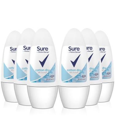 Sure Women Cotton Roll-On Anti-Perspirant Deodorant 50ml (PACK OF 6) Cotton Dry 50 ml (Pack of 6)