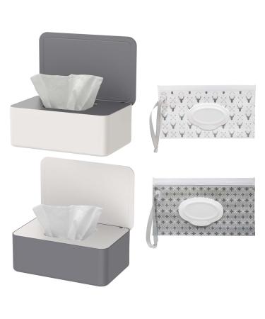 2 pieces of wet wipes Box and 2 pieces of wet wipes bag set baby wet wing box damp toilet paper box handkerchief storage box wet wipes donor napkin box with lid of small 4PCs