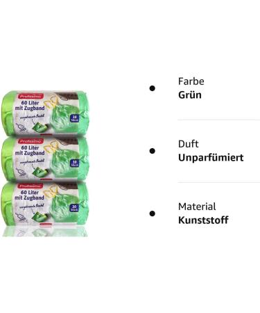 Profissimo Drawstring Garbage Bags 60L - Tear-Resistant & Liquid-Tight 90 Pieces (Pack of 3) - Affordable & Durable Waste Disposal Solutions - Buy Online on SooperMarket.com