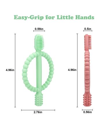 Buy BPA-Free Baby Biting Toys - 2 Pack Silicone Teething Rings for Kids Gum Massage - Bright Green & Caramel - Buy Online on SooperMarket.com