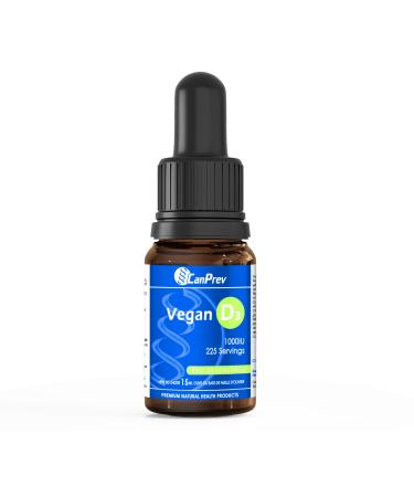 CanPrev - D3 Drops Vegan 1000IU 15ml Liquid - Help to Support Immune Function and to Build Strong Bones and Teeth