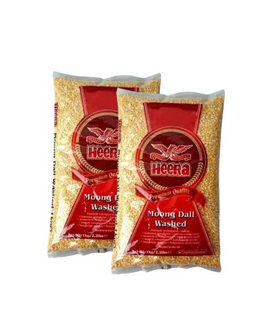 Heera Moong Dal Washed | 1Kg | Moong Dal | High Fibre | High Protein | Natural | Gluten Friendly | Indian Origin (Pack of 2)