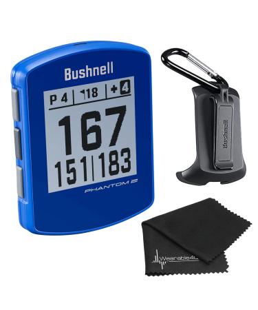 Bushnell Phantom 2 GPS Rangefinder with BITE Magnetic Mount and GreenView with Wearable4U Ultimate 3 Golf Tools Bundle Blue+Lens Cloth