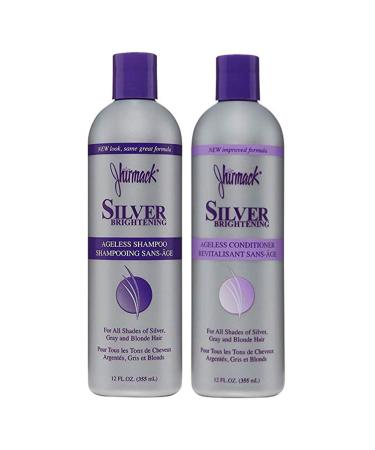 Jhirmack Silver Brightening Purple Shampoo and Conditioner Set for all types of silver, grey, and blonde hair