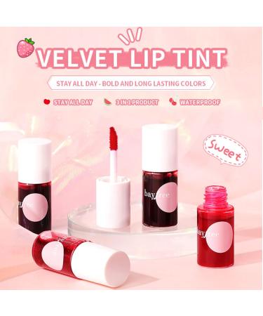2 Colors Lip Tint Stain for Cheek & Lip | Long Lasting Glossy Korean Mini Liquid Lipstick - #01 APPLE & #03 WATERMELON - Buy Online on SooperMarket.com