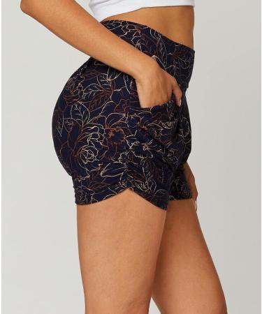 Conceited High Waisted Flowy Shorts with Pockets, 4-Way Stretch - 4 Inseam Harem Style for Women (Fleur S-M) - Buy Online on SooperMarket.com