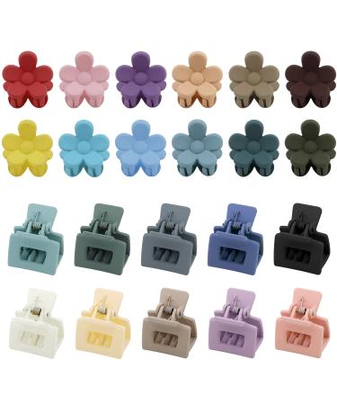 SuPoo 22pcs Mini Claw Clips Small Hair Clips for Girls Hair Clips for Thin Hair 1.1 Cute Flower Hair Clips Mini Hair Claw Clips Square Claw Clips for Thick Short Hair Flower Clips for Hair Tiny Small Claw Clips Morandi
