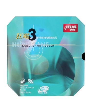 DHS Hurricane 3 NEO Table Tennis Rubber Sheet (Black/Red, 2.15/2.2 mm Hardness: 39/40 / 41), with Ping Pong Rubber for competitions Black 39 / 2.2 mm