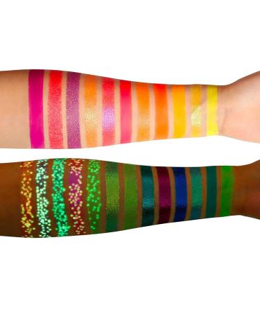 Neon Eyeshadow Palette - Delanci Aurora Glow for Halloween Makeup | Fluorescent & Glitter Eyeshadow Kit - Buy Online on SooperMarket.com