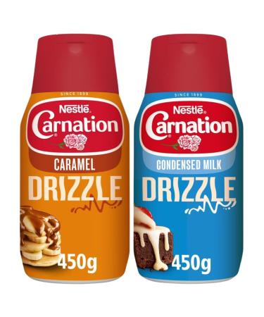 Original Drizzle Condensed Milk Dessert Sauce Bottle 450g with Caramel Drizzle 450g -Bundle Consisting of Carnation Milk x2 Pack
