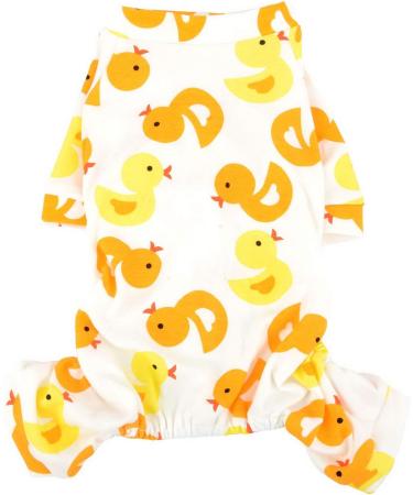 Zunea Soft Cotton Overall for Small Dogs - Enchanting Yellow Duck Romper Pajama Clothing for Pets & Puppies (Pack of 1) - Buy Online on SooperMarket.com