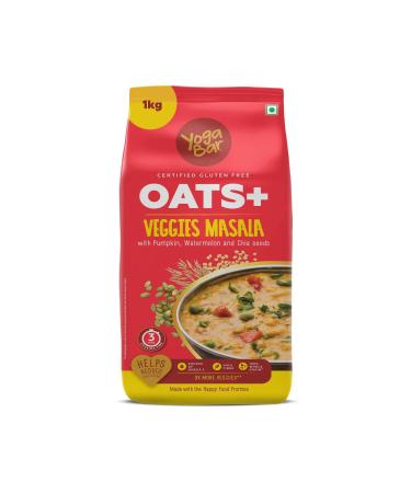 Yogabar Veggie Masala Oats 1Kg Masala Oats With 3X More Veggies, Pumpkin, Watermelon And Chia Seeds That Helps Reduce Cholesterol Gluten Free, Non Gmo Diet Food For Weight Loss