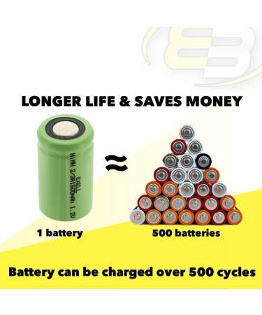 Buy 2x Exell 2/3A 1600mAh NIMH Rechargeable Flat Top Batteries for Telecoms UPS RC Devices & More - International Shipping Available - Buy Online on SooperMarket.com