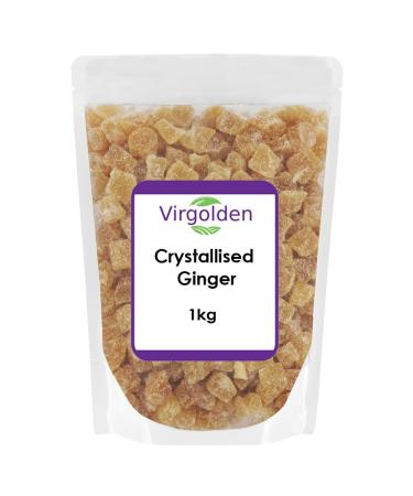 Crystallised Ginger 1kg by Virgolden - Super Healthy Snack Chopped Dried Candied Ginger Natural Source of Energy and Fiber